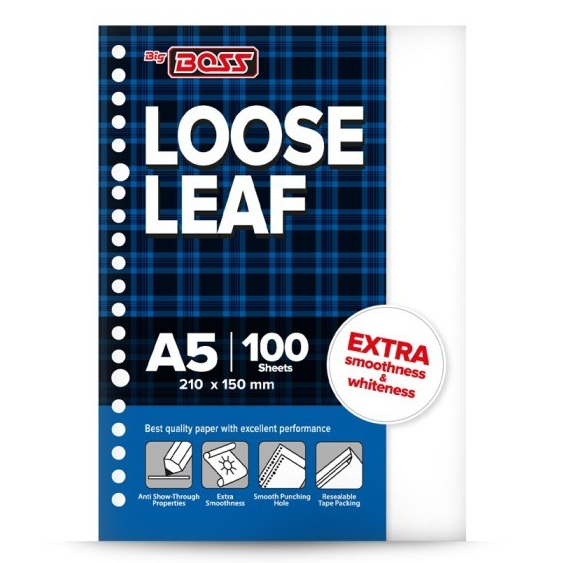 

BigBoss Loose Leaf A5 100 Lembar / Loose Leaf Bigboss A5 100 Polos / Isi File A5 Polos Big boss 100