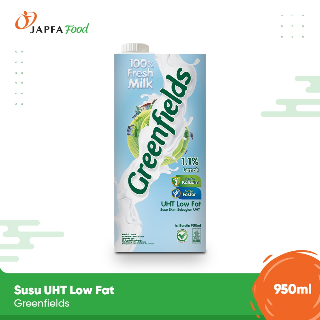 

Greenfields Susu UHT Low Fat / Rendah Lemak 950ml - 100% Fresh Milk dari Greenfields Farm