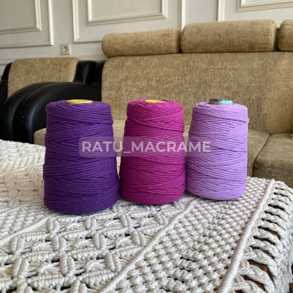 Tali Katun Macrame UNGU 3MM 4MM 500GR 3PLY