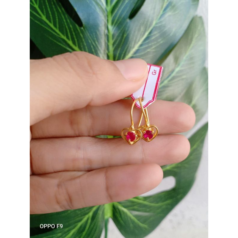 anting perak lapis emas 22karat