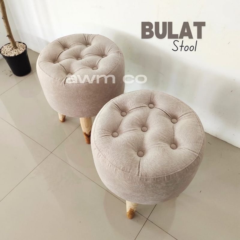 Stool Bulat / Stool Kotak Ruang Tamu Stool Mini Stool Balkon Kursi Teras Kursi Tunggu Bench Kancing 