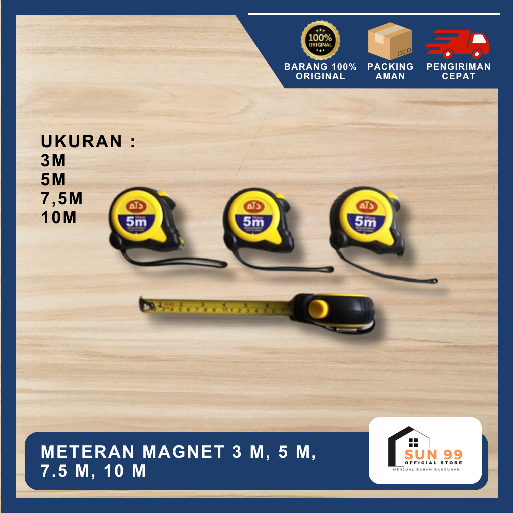 Meteran Magnet 3 m, 5 m, 7.5 m, 10 m / Measuring Tape Magnet ATS