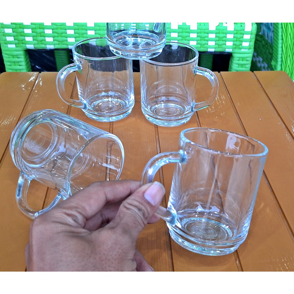 Gelas Kaca Gagang Polos  Bening  Gelas Kaca Isi 6 pcs