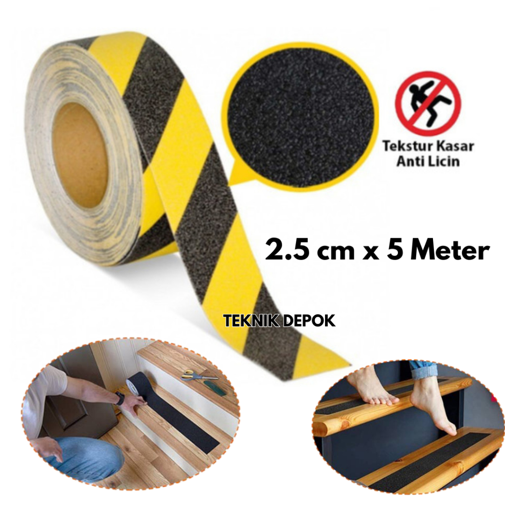 Lakban Anti Slip 1 Inch x 5 Meter Hitam Step nosing Safety Walk Ujung Pinggir Sudut Tangga Lantai Ub