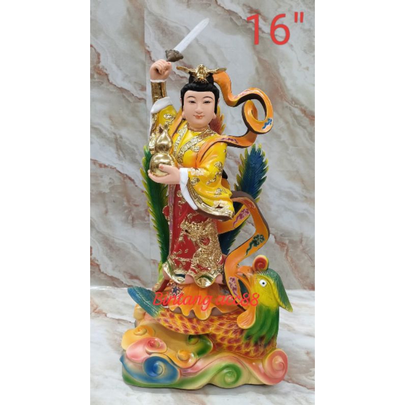 patung dewi qiu tian/ jiu tian xuan niu - berdiri - fiber - 16inch -l