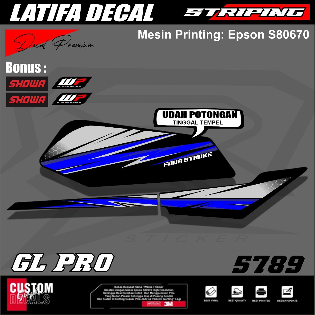 STICKER [BISA COD] STRIPING VARIASI GL / STIKER GL MAX / STRIPING GL PRO VARIASI SIMPLE DESAIN TERLA