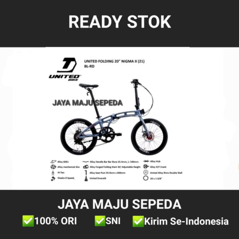 Sepeda Lipat UNITED NIGMA II 2 Alloy 20 Inch 8sp