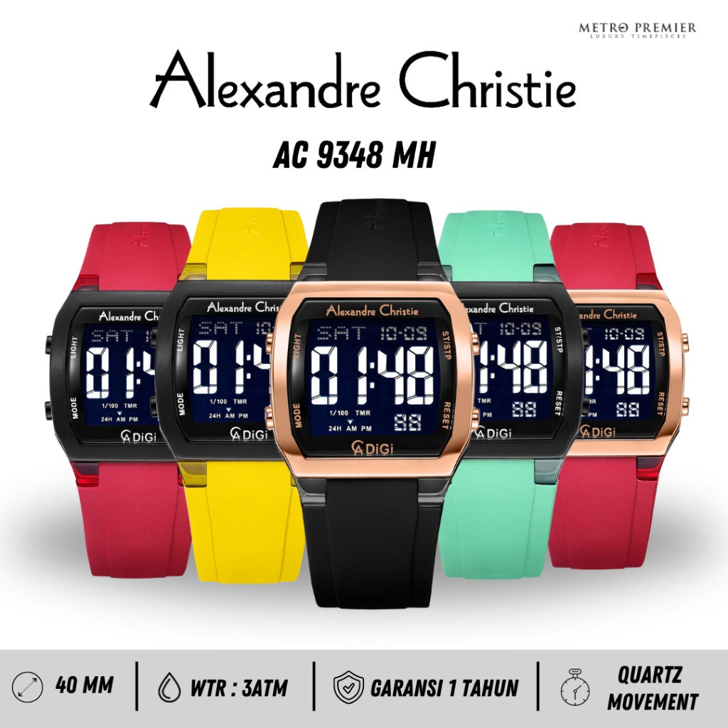 Jam Tangan Alexandre Christie Wanita AC9348 AC 9348 Digital Rubber Strap Original & Garansi Resmi 1 