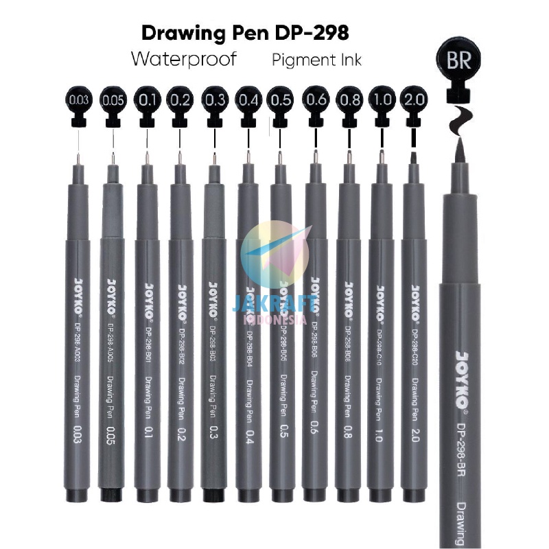

KUALITAS TERBAIK Drawing Pen JOYKO DP298 Tinta Pigment Anti Air Koleksi Semua Ukuran All Size Lengkap