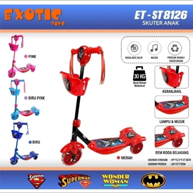 Scooter Anak Otoped Mainan Anak Exotic ST 8128 8126 ST8128 ST8126 ST-8128
