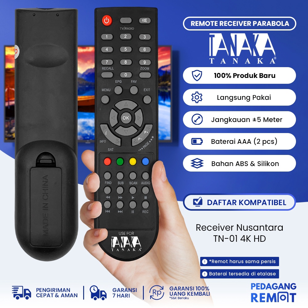 TERLARISSS Remot Remote Receiver Parabola Tanaka Nusantara TN1 4K HD  Transvision Nusantara HD KU  C