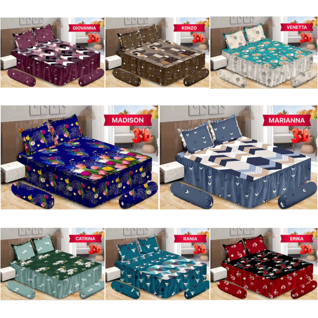 BONITA - Sprei/Seprai Rumbai B4 King Size Motif Fullprint | 180x200 Tinggi 20 Kasur No 1 Sprei Motif