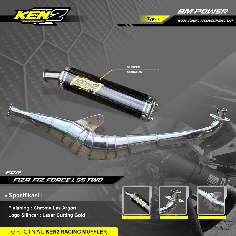 KNALPOT Fizr/Force1/fiz BM POWER KOLONG SAMPING V2 New logo KEN2 RACINGMUFLLER