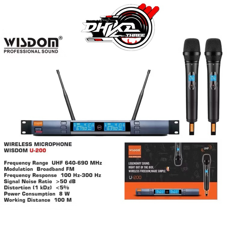 MIC WIRELESS WISDOM U200 (100M lenght) / Mic wisdom U200 Wireless / mic wisdom u200 / wisdom u 200
