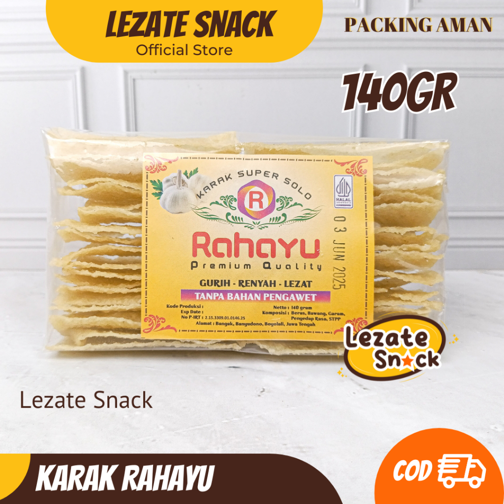 

Sedap Snack - Kerupuk Gendar Rahayu 140GR Murah Enak Renyah / Krupuk Karak Gendar Puli Mentah Rasa Bawang Karak Valentin Valentine