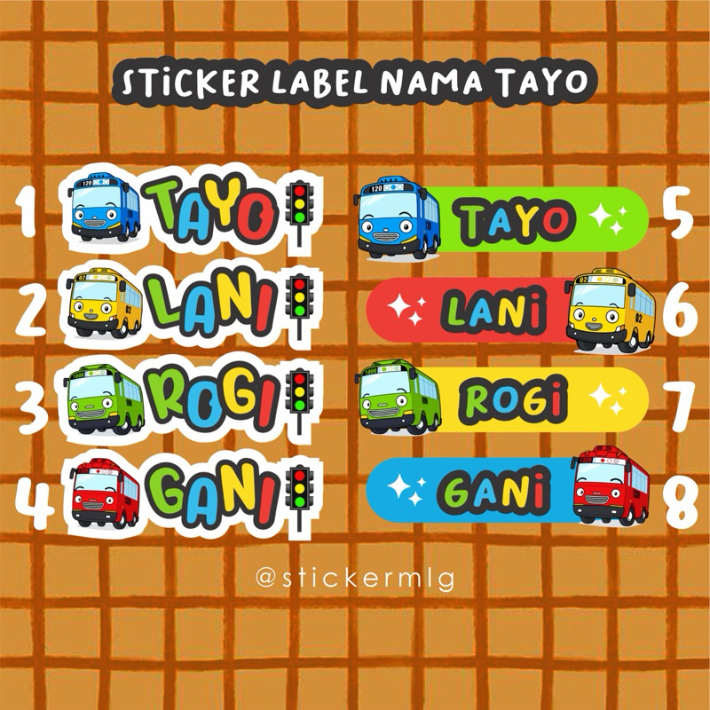 

STICKER LABEL NAMA TAYO BUS Edition cute custom name