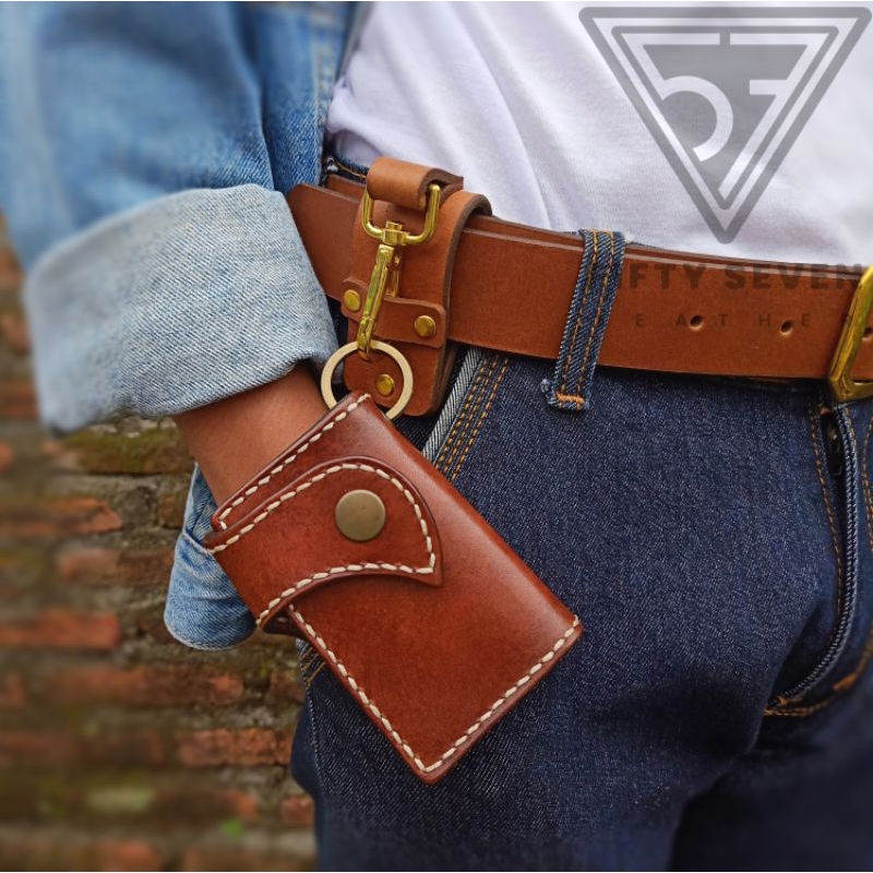 Gantungan Kunci Ikat Pinggang Kulit Asli