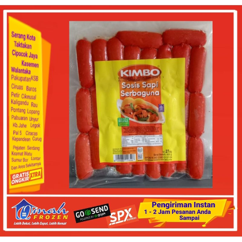 

Sosis Sapi KIMBO 450gr, isi 27pcs, Frozen Serang