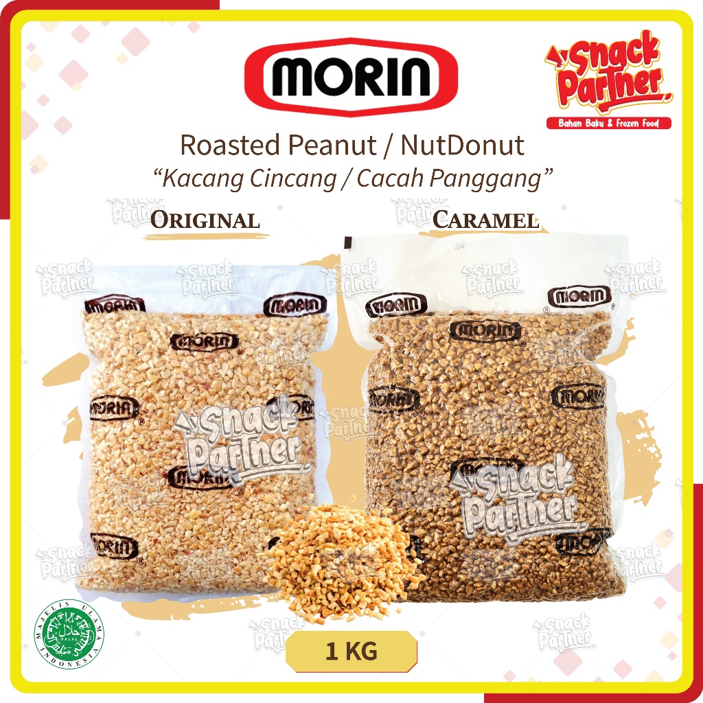 

MORIN | NUT DONUT 1 KG - Diced Roast Peanut / Kacang Tanah Cincang / Cacah Matang Original Coated Caramel - Topping Kue Roti Cake Minuman Makanan Donat Nougat 1KG