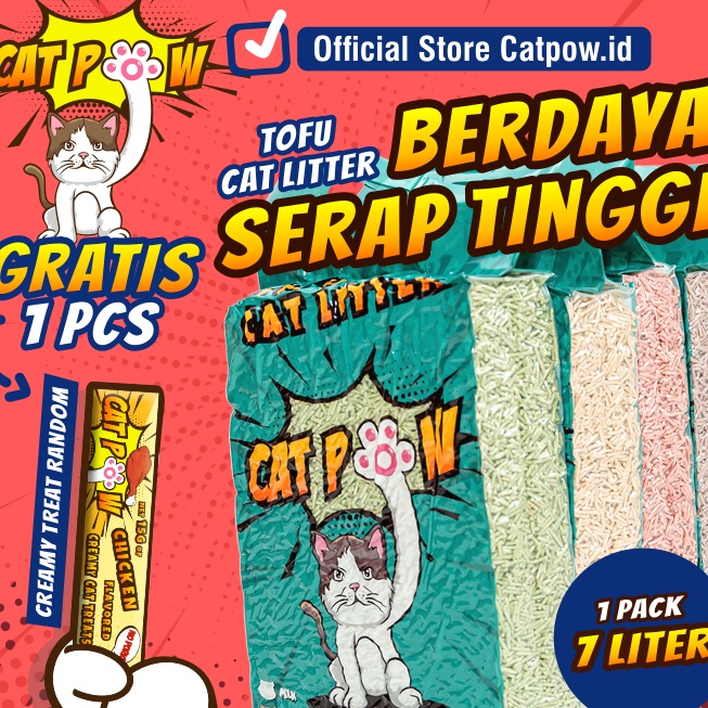 KF7 CATPOW Tofu Cat Litter Pasir Kucing 7 Liter Cat Litter Box Jumbo Pasir Kucing Tofu Litter Box Ku