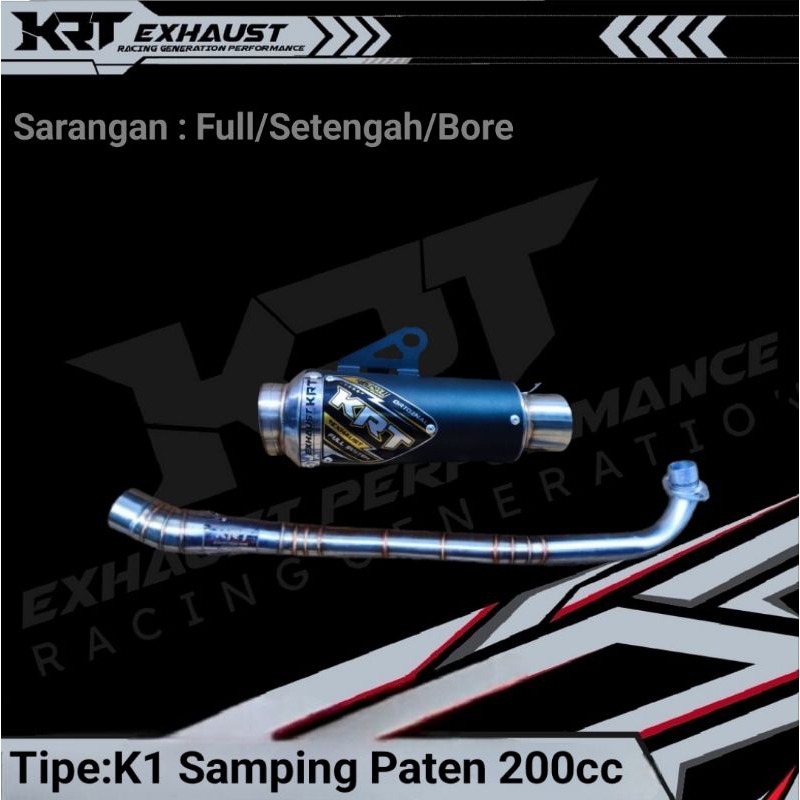 Knalpot Racing KRT K1 Original Samping Paten Anti Bocor Balap Drag Kompetisi 150cc 200cc Bore up Jup