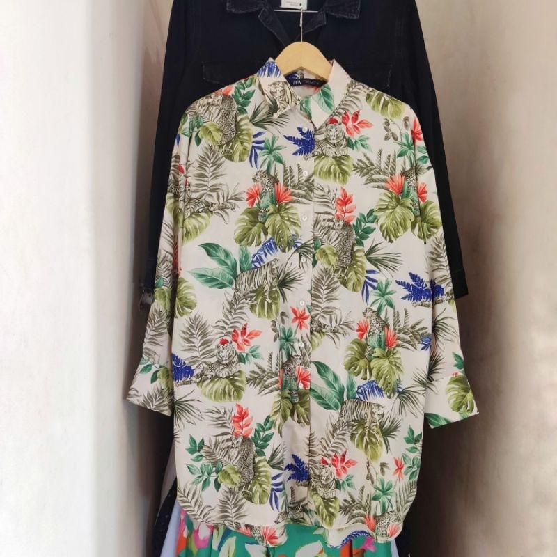 Zara printed silk shirt preloved