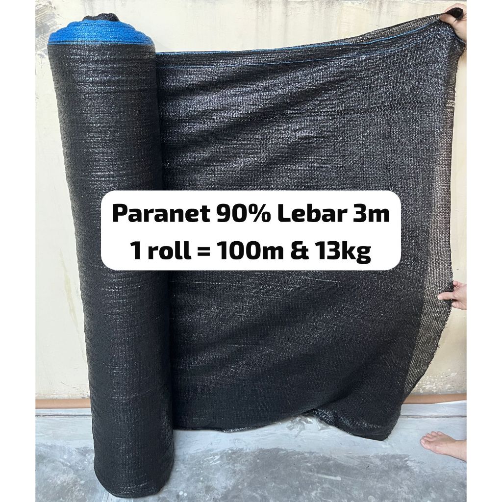 PARANET 90% LEBAR 3 METER 1 ROLL JARING HITAM