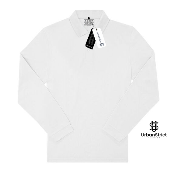 Urbanstrict - Polo Shirt Lengan panjang Polos Putih