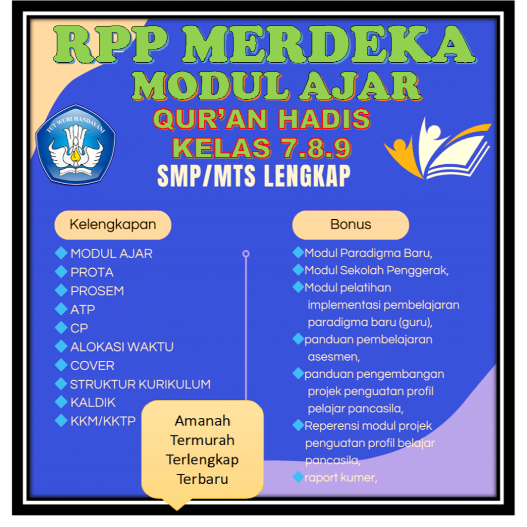 

MODUL AJAR QUR'AN HADIS KELAS 7.8.9 SMP/MTs KURIKULUM MERDEKA LENGKAP