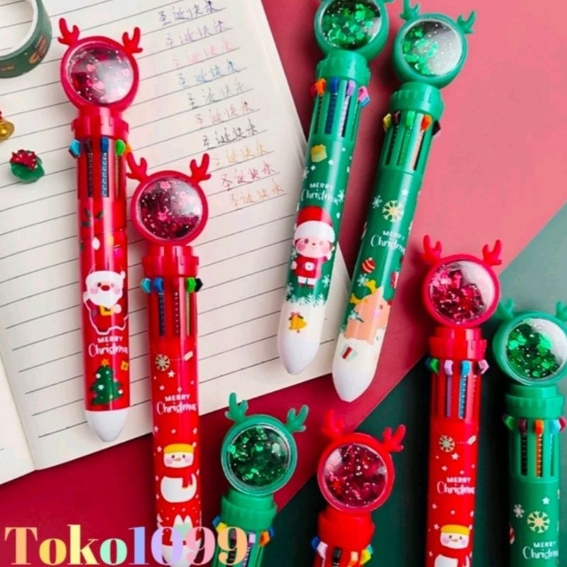 

Pulpen Natal 10 Warna Ballpoint Lucu