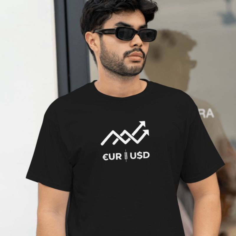 KAOS TRADER FOREX EUR/USD / TSHIRT TRADING / COTTON COMBED 30S PREMIUM / WARNA HITAM / UNISEX PRIA D