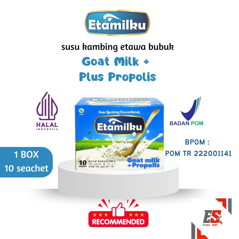 

Susu Kambing Etawa Bubuk Etamilku Goat Milk Plus Propolis Full Ceam Atasi Sesak Nafas Asli BPOM