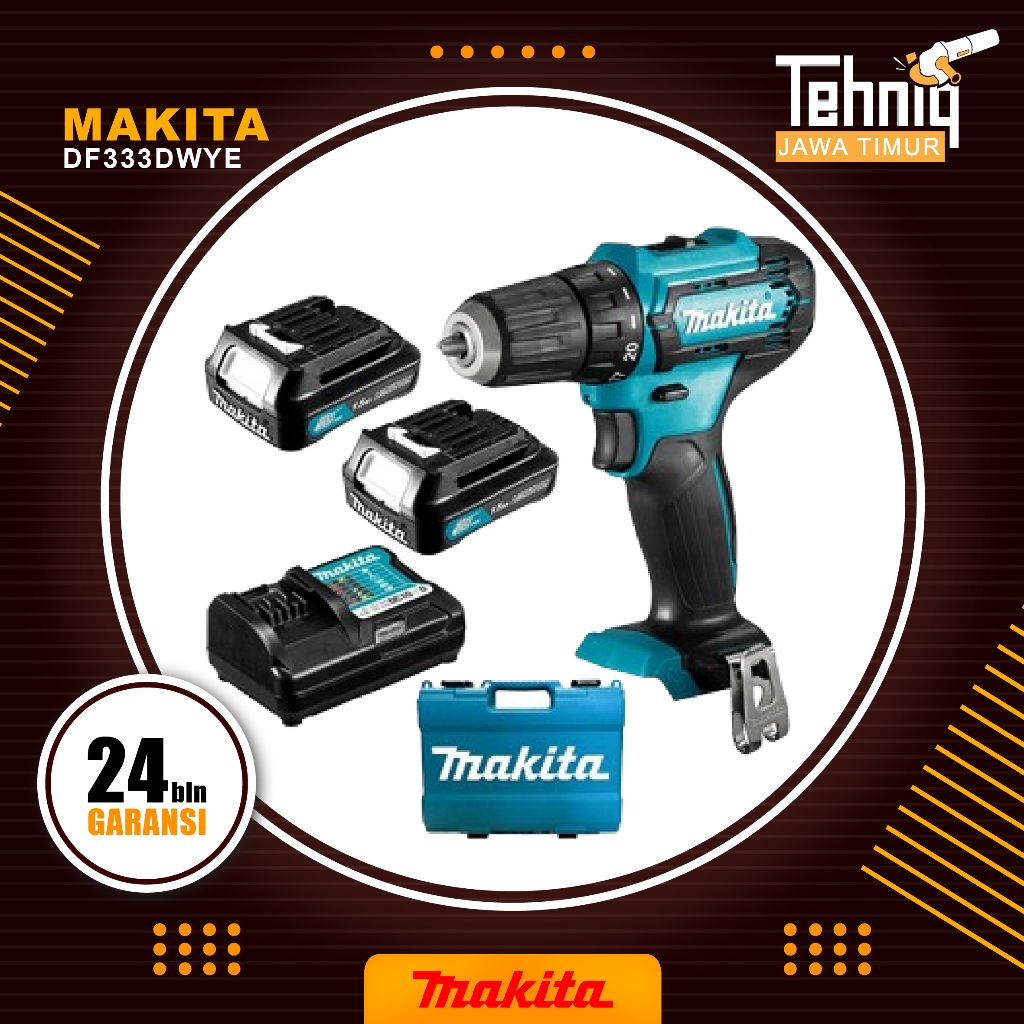 Mesin bor baterai MAKITA DF333DWYE Cordless Driver Drill 12 Volt