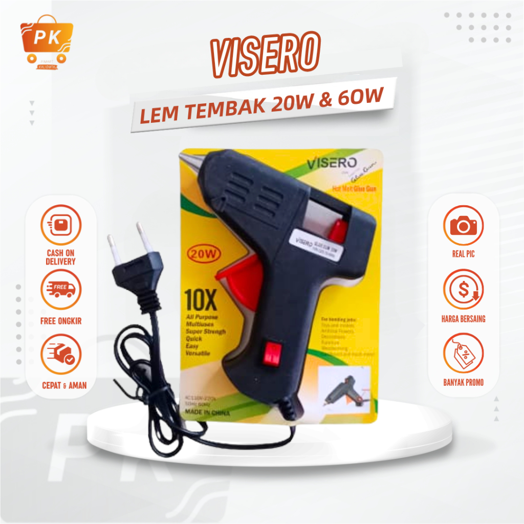 

Lem Tembak Hot Melt Glue Gun 20 & 60Watt + Saklar Switch On Of Visero