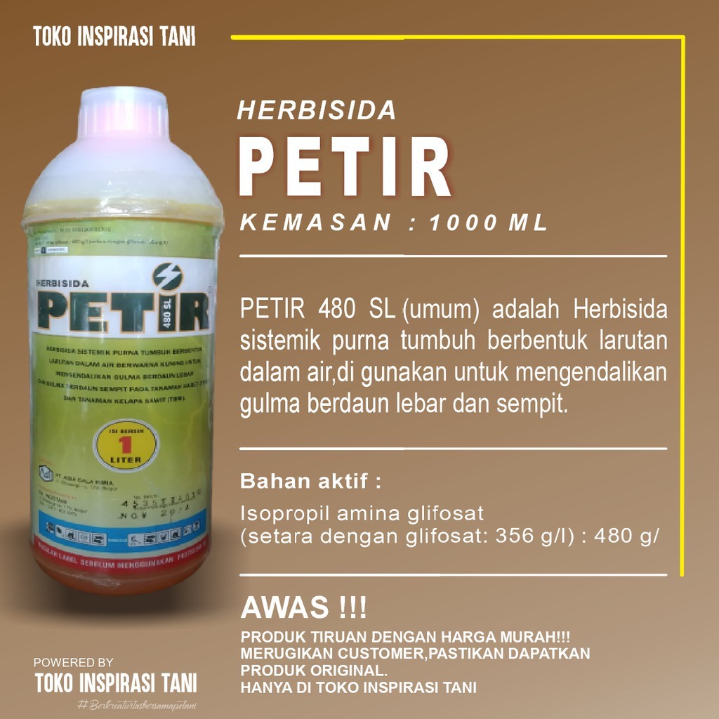 HERBISIDA PETIR 480 SL 1.000 ml MEMBASMI GULMA RUMPUT SAMPAI AKAR