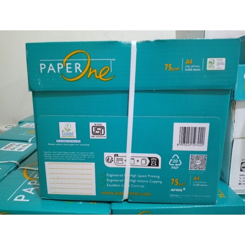 

kertas HVS A4 75 gr PAPER ONE 1 dus (5 rim)