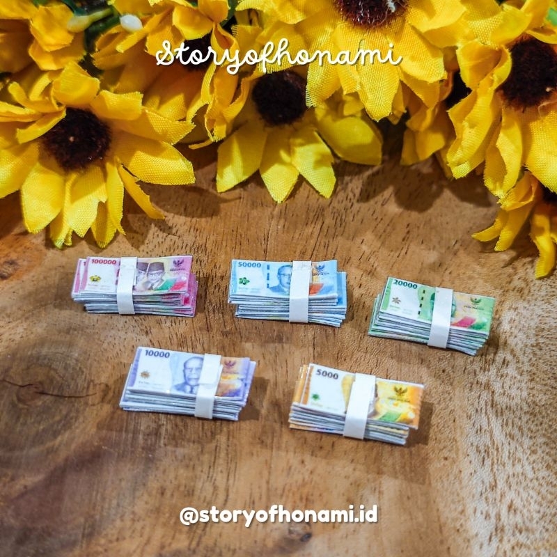 MINIATUR 1:12 UANG RUPIAH (1.8 X 0.7 cm) MAINAN INDONESIA MONEY NENDOROID SHF FIGMA
