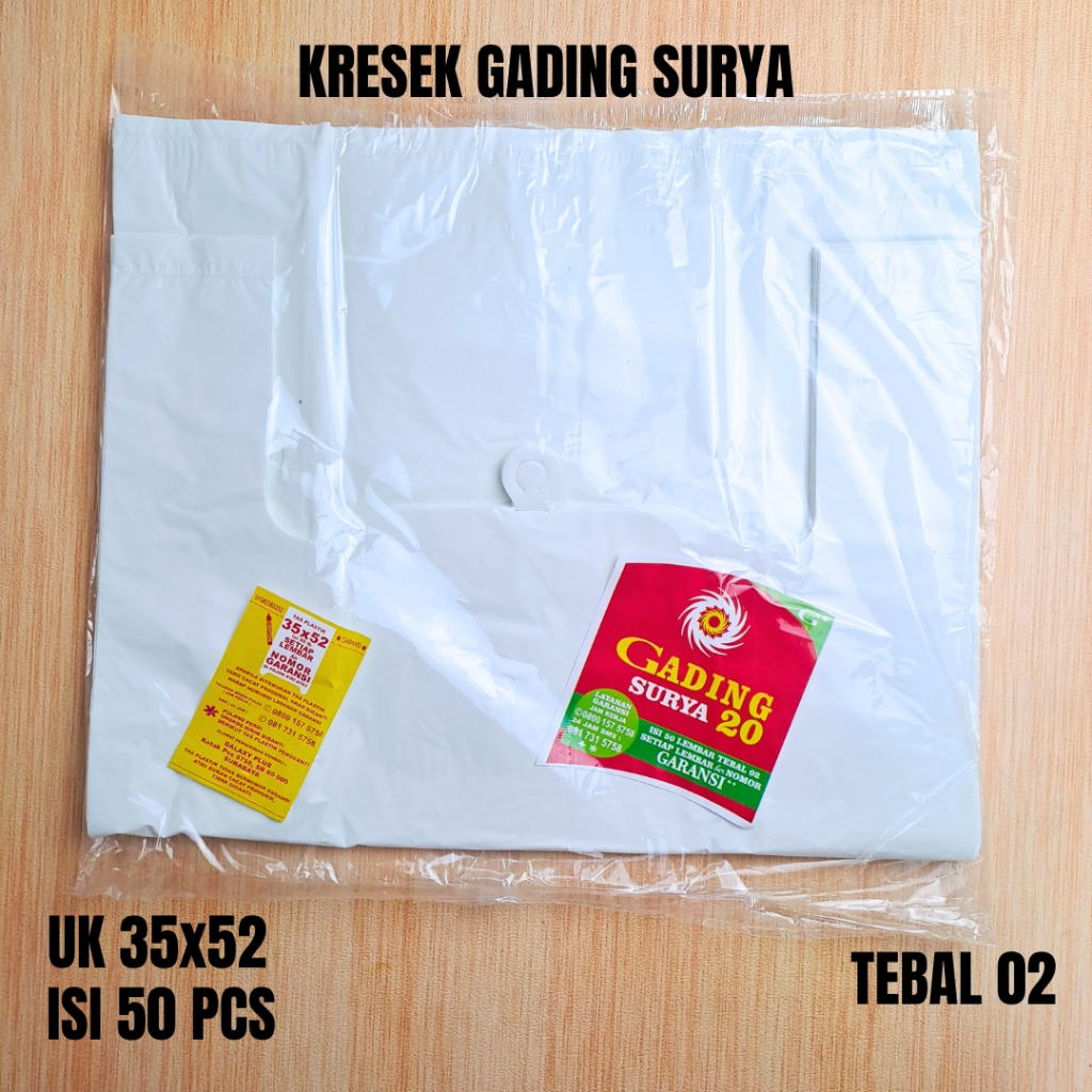 [isi 50] Kresek GADING SURYA ukuran 35x52 Tebal 02 warna putih