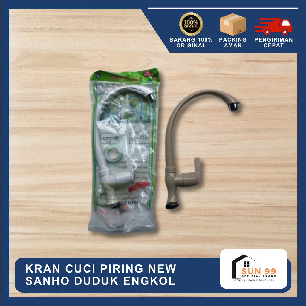 Kran Cuci Piring New Sanho Duduk / Kran Air Leher Angsa / Kran Engkol PVC Plastik Duduk New Sanho