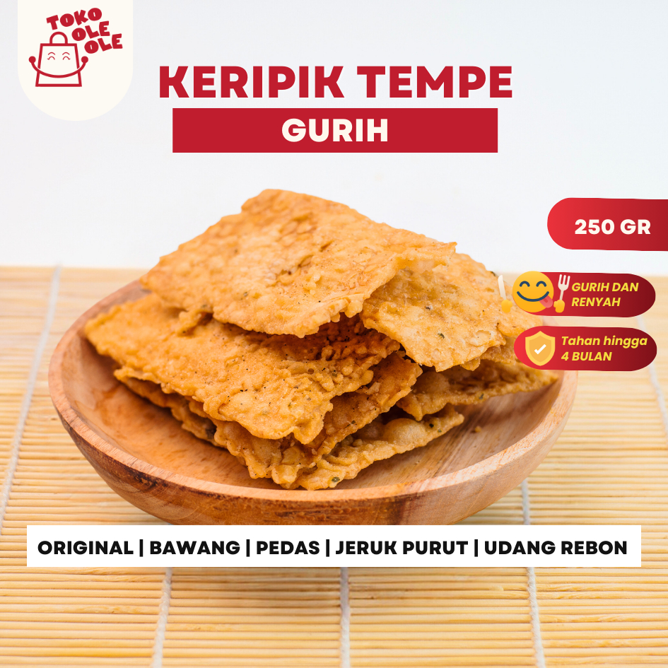 

Keripik Tempe Original Bawang Pedas Cemilan Kripik Tempe Handmade 250 gr