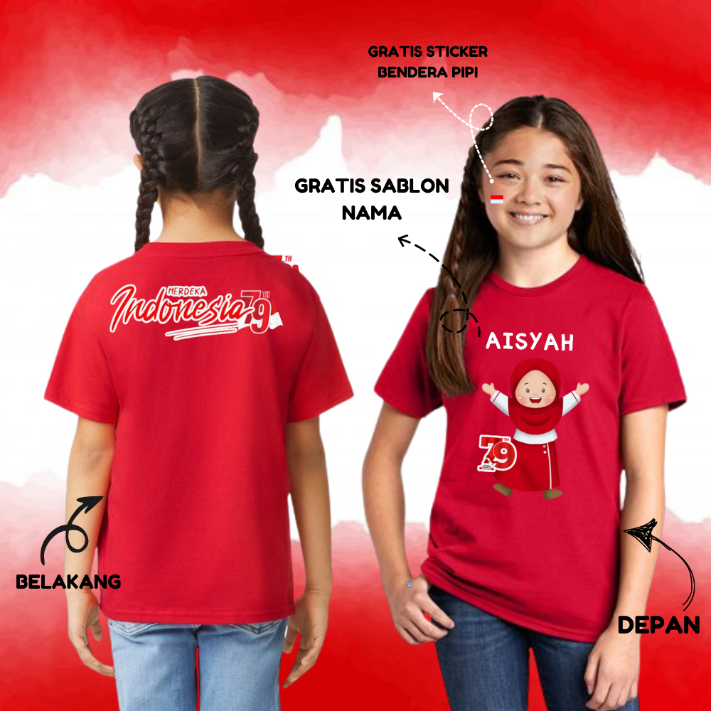 Kaos Kemerdekaan Anak 17san Dirgahayu Indonesia Umur 10 Tahun Merdeka warna Merah Putih