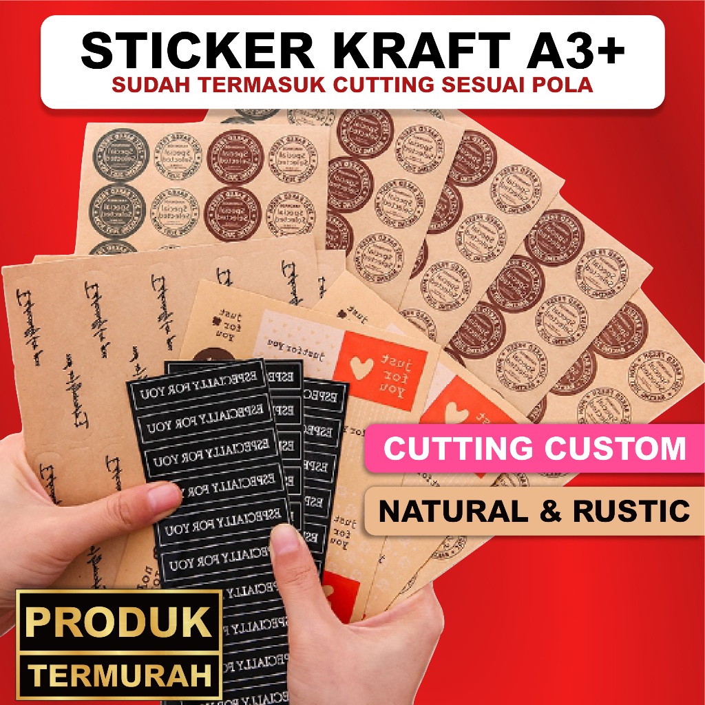

Cetak Stiker Label KRAFT A3+ & KISS CUT Sesuai Pola / Cetak Label Kemasan Stiker Kraft