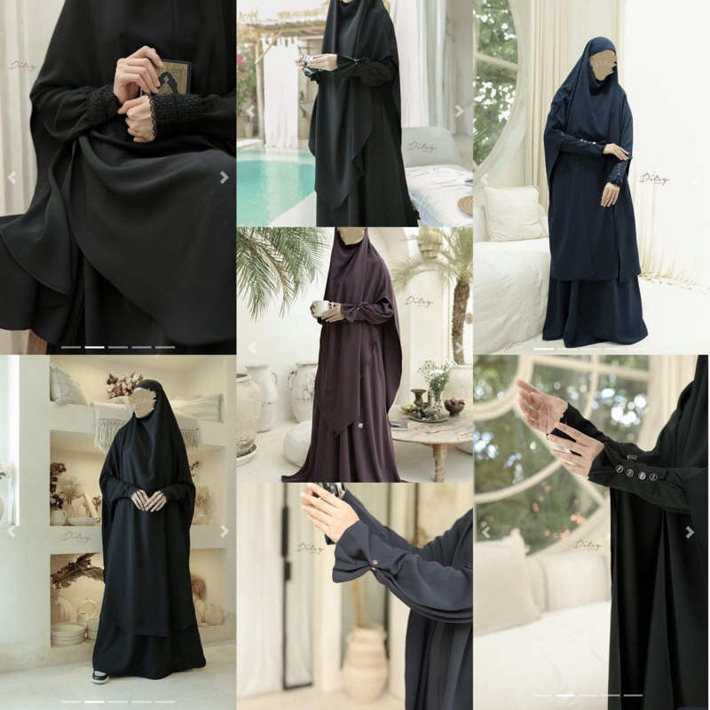 ditsy moslem terbaru 2024 zayna Fk set,,linnaea black ,,,lowie mazen black,,,liliya mina black,,,lar