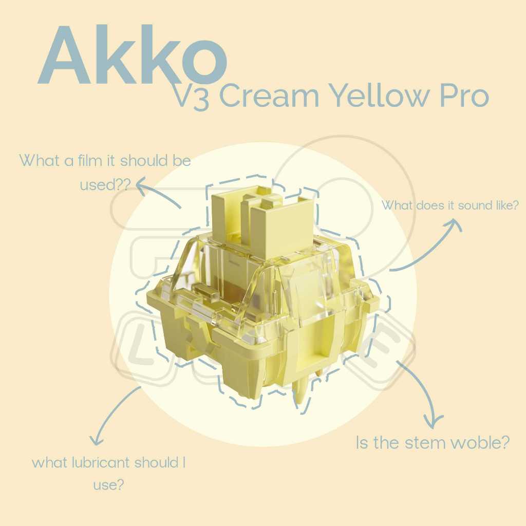 LUBED Akko V3 Cream Yellow Pro Switch Linear with Krytox / Tribosys