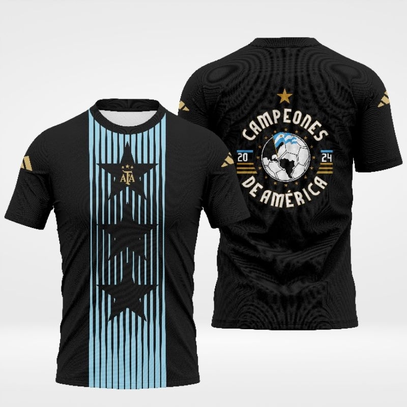 JERSEY BAJU BOLA ARGENTINA TRAINING PREMATCH 2024 & de campeones 2024 FULL PRINTING (free custom nam