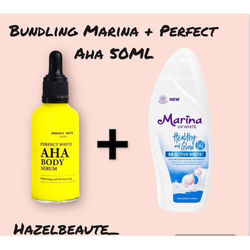 PAKET BUNDLING MARINA HEALTHY AND GLOW 185ML & PERFECT AHA BODY SERUM 50ML