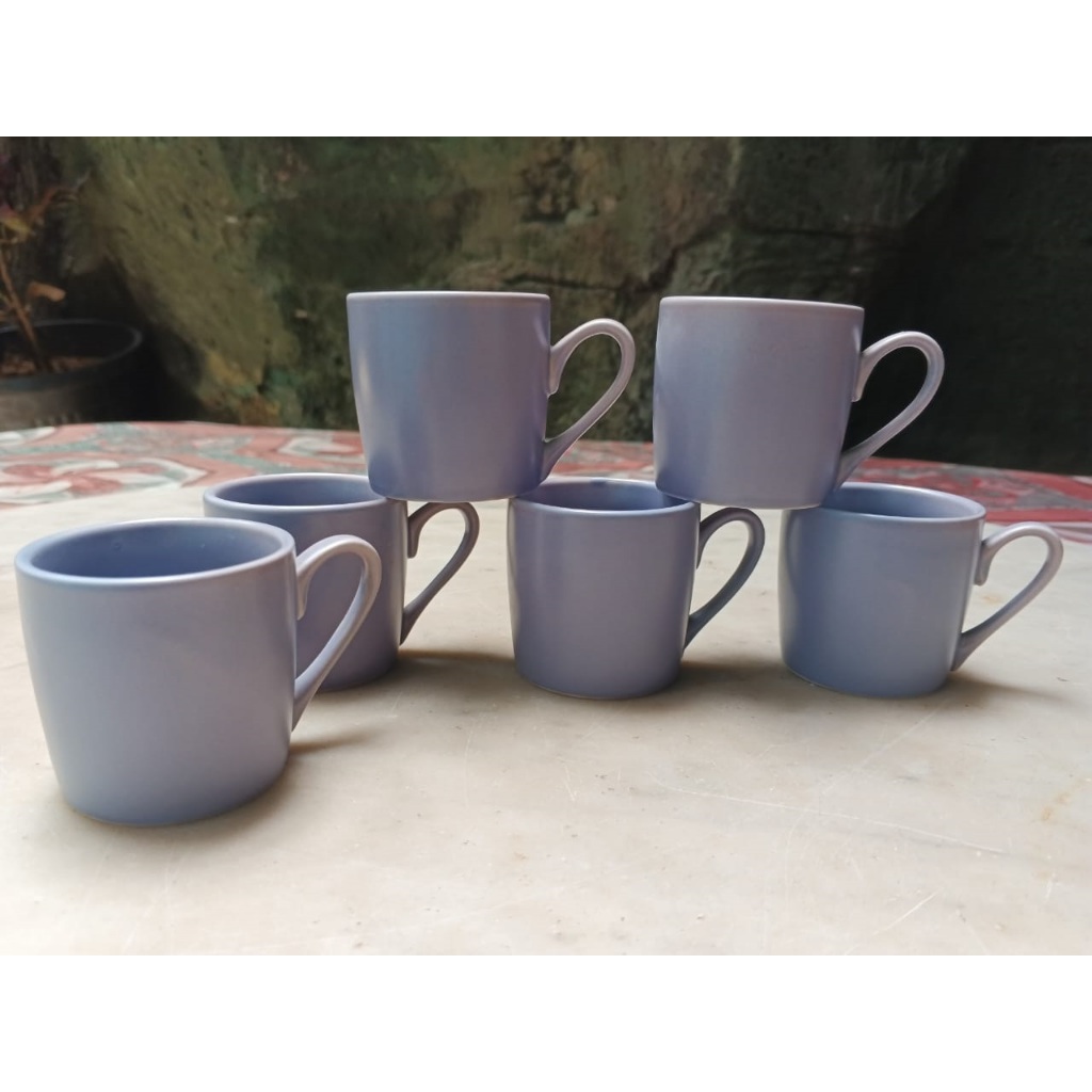 Mug Keramik Mini Warna gradiasi ungu (pudar) Retro mug untuk minum kopi