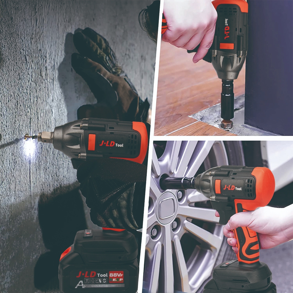 DMS JLD Mesin Bor Impact Baterai 88VF Fullset Impact Bor 2Baterai 350NM Impact Wrench Impact JLD Set