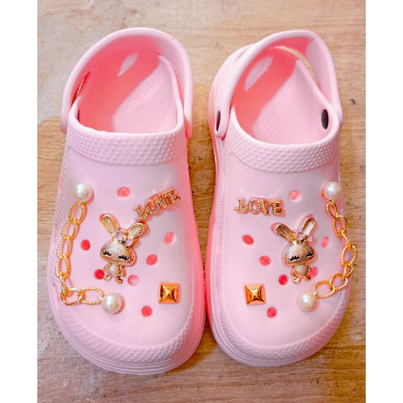 Jibbitz 3D permata rantai stickers cross untuk hiasan charms sendal lepas padang