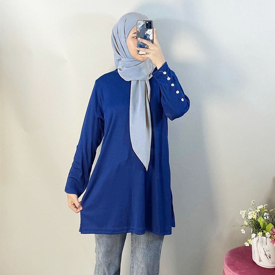 DAUKY DRESS ATASAN TUNIK WANITA LENGAN BERKANCING  GL FASHION